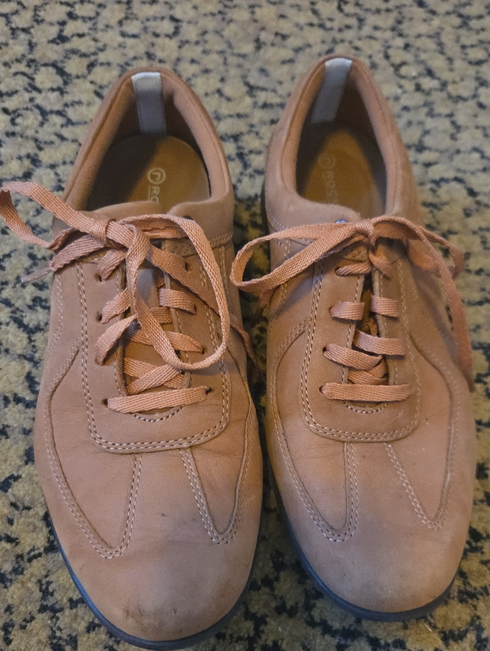 Rockport Women's Tan Leather Lace-Up Flats